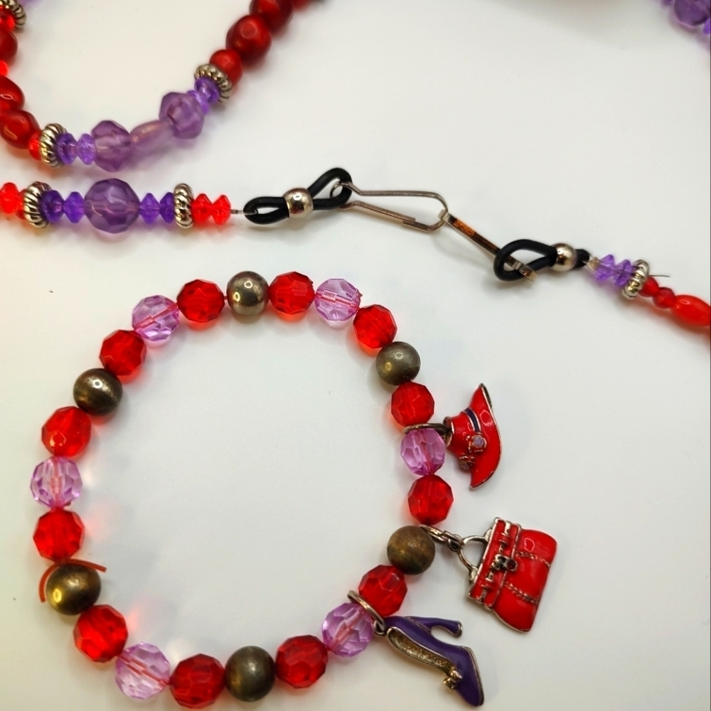 💥 3/$20 Red Hat Society Necklace and Bracelet! Handmade craft fair! - Picture 6 of 9